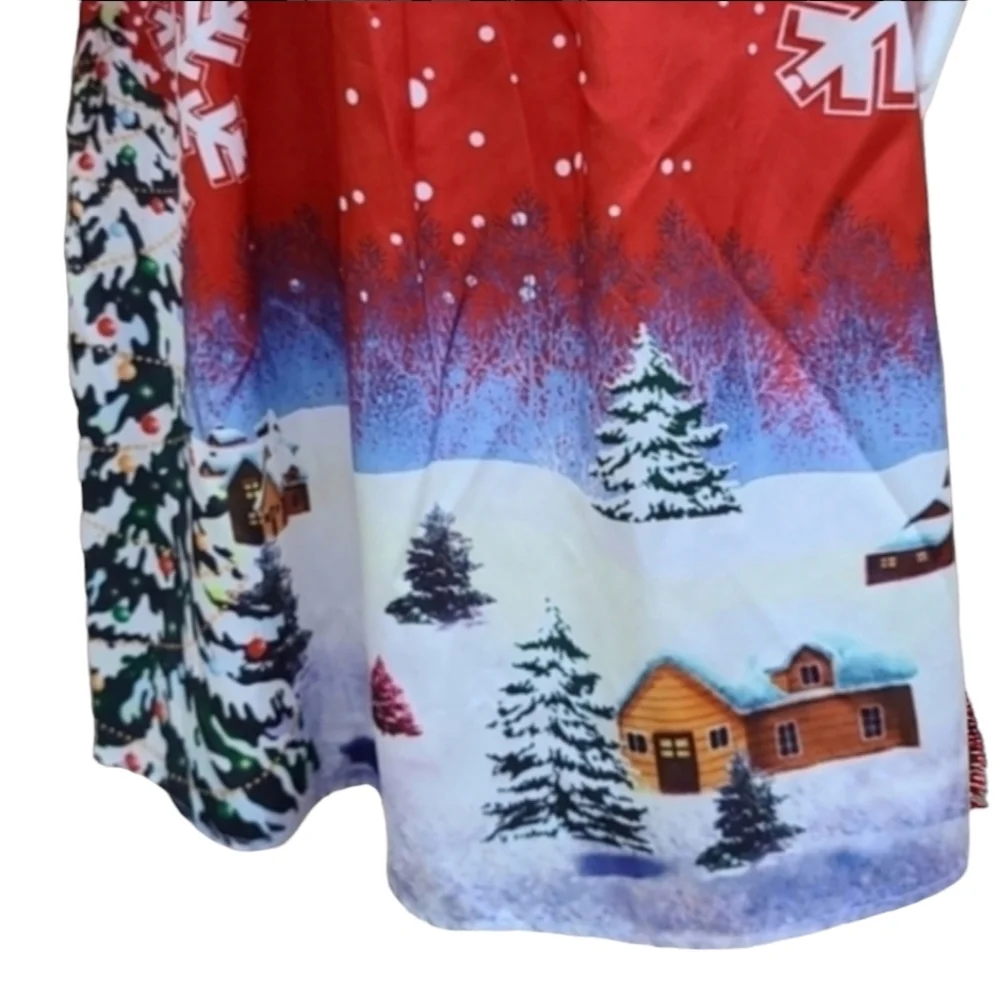 VINTAGE CHRISTMAS HOLIDAY Dress Small 4 6 Rockabilly Pin Up Off Shoulder Festive - Picture 11 of 14